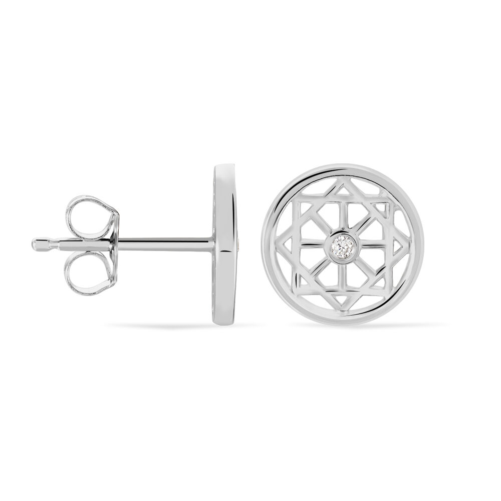 Boucles D'oreilles Puces Peinda Argent Blanc Oxyde De Zirconium - Puces Femme | Marc Orian