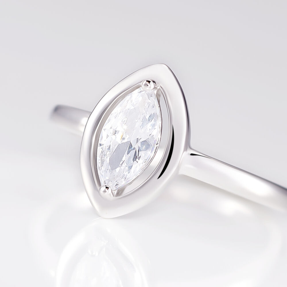 Bague Aron Argent Blanc Oxyde De Zirconium - Solitaires Femme | Marc Orian