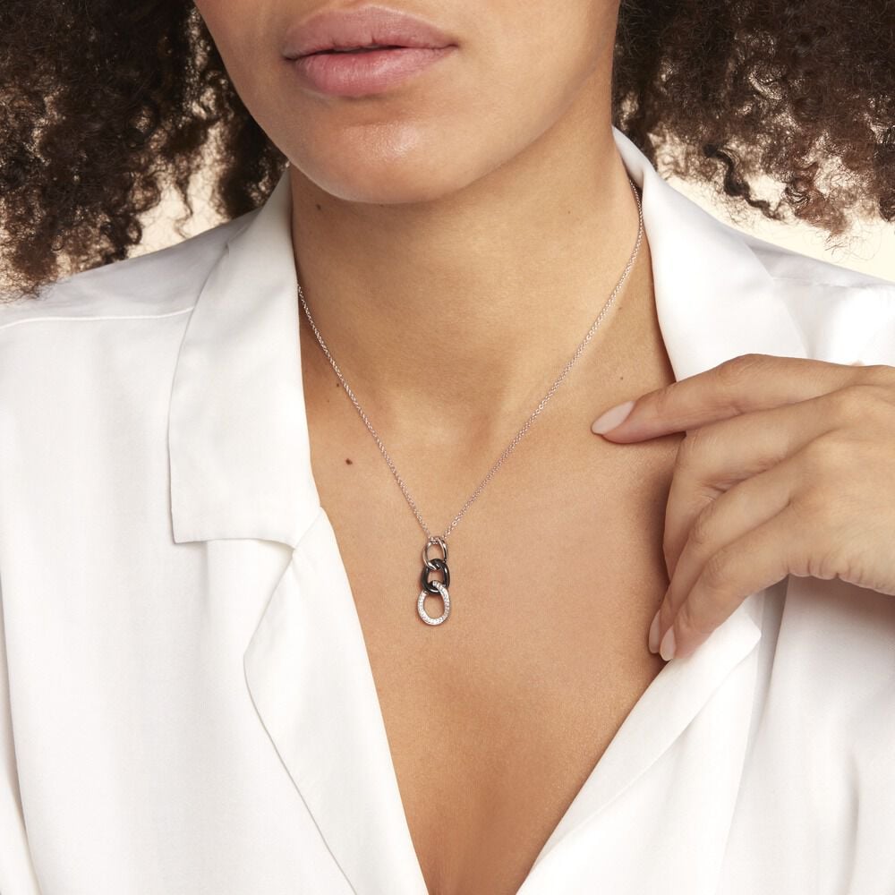 Collier Link Argent Blanc Céramique Et Oxyde De Zirconium - Colliers avec pierres Femme | Marc Orian