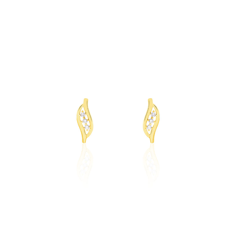 Boucles D'oreilles Puces Caline Or Jaune Diamant - Puces Femme | Marc Orian