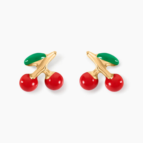 Boucles D'oreilles Puces Cherry Cerise Or Jaune - Puces Enfant | Marc Orian