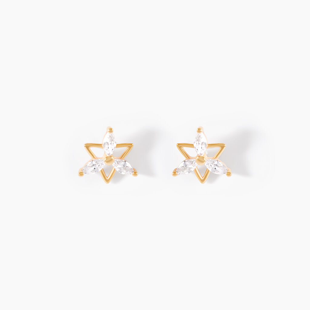 Boucles D'Oreilles Puces Farid Or Jaune Oxyde De Zirconium - Puces Femme | Marc Orian