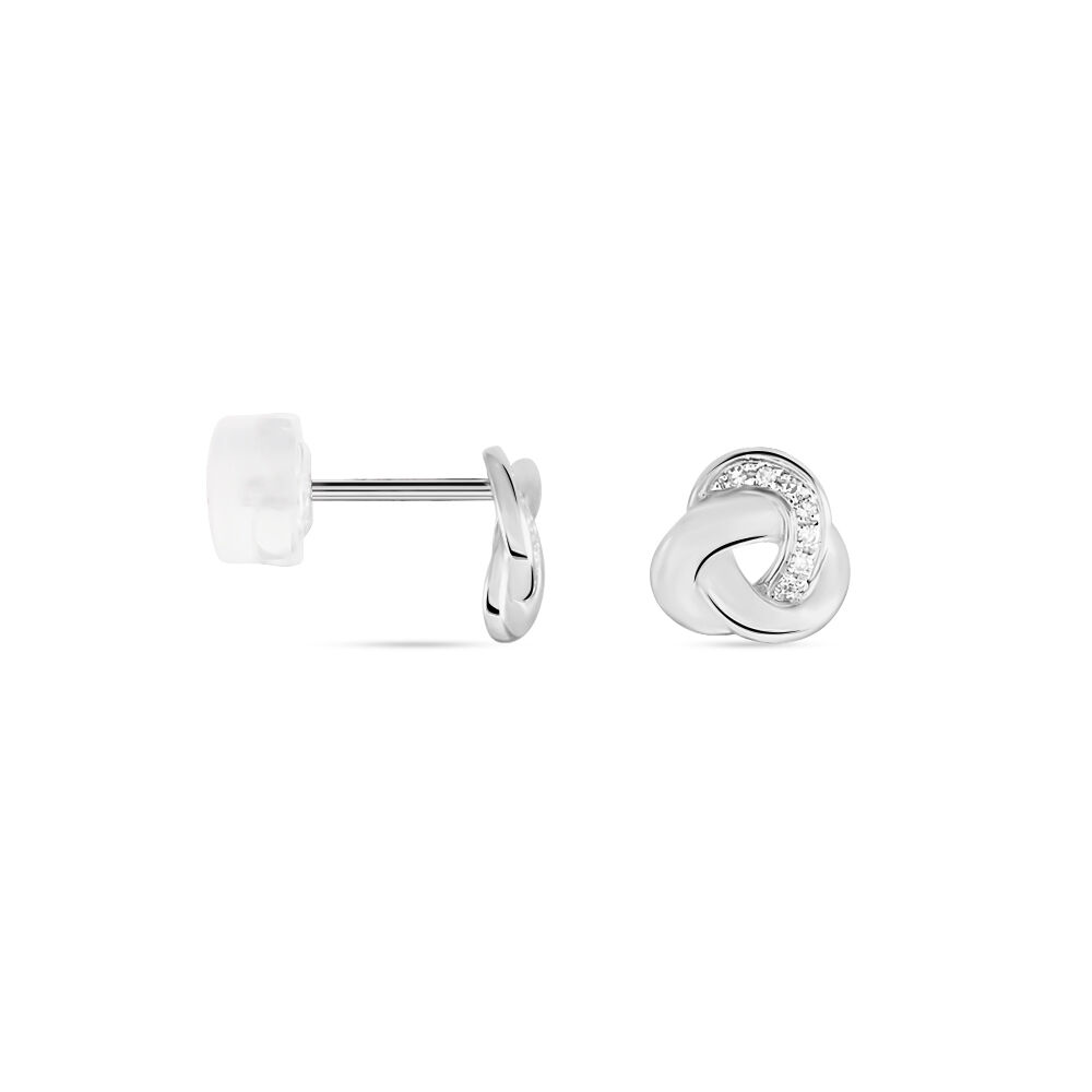 Boucles D'oreilles Puces Mastrona Or Blanc Diamant - Pendantes Femme | Marc Orian