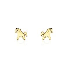 Boucles D'oreilles Puces Freyia Cheval Or Jaune - Clous d'oreilles Enfant | Marc Orian
