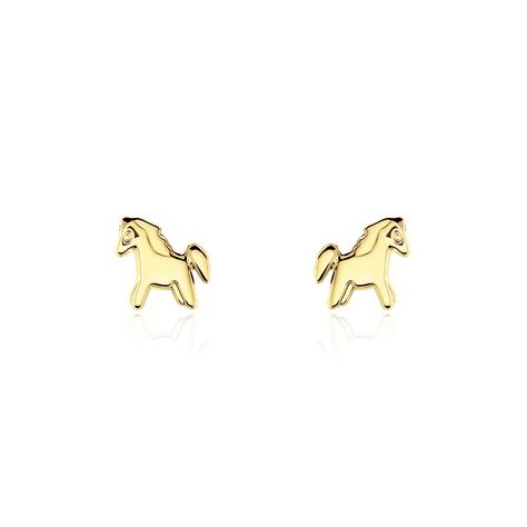 Boucles D'oreilles Puces Freyia Cheval Or Jaune - Clous d'oreilles Enfant | Marc Orian