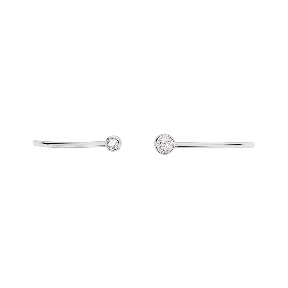 Bracelet Jonc Perline Argent Blanc Oxyde De Zirconium - Bracelets joncs Femme | Marc Orian