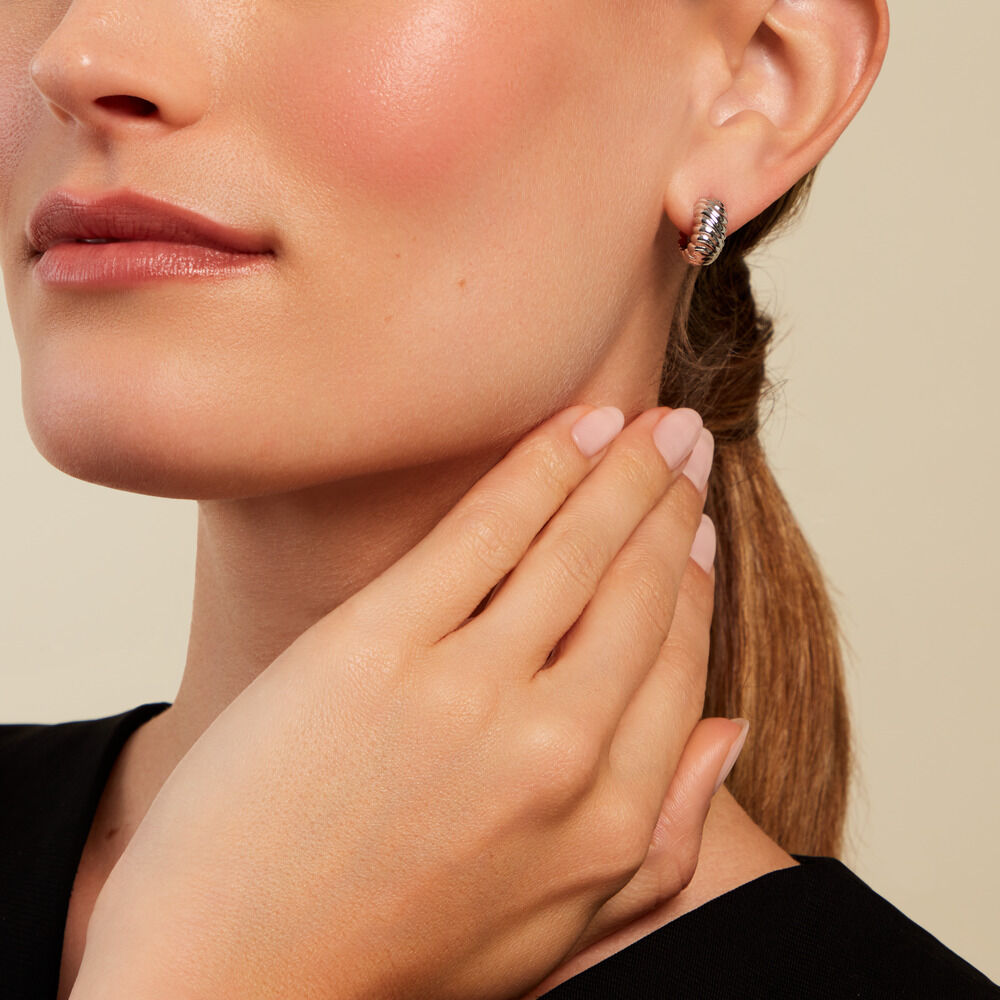Créoles Leocadie Argent Blanc - Créoles Femme | Marc Orian