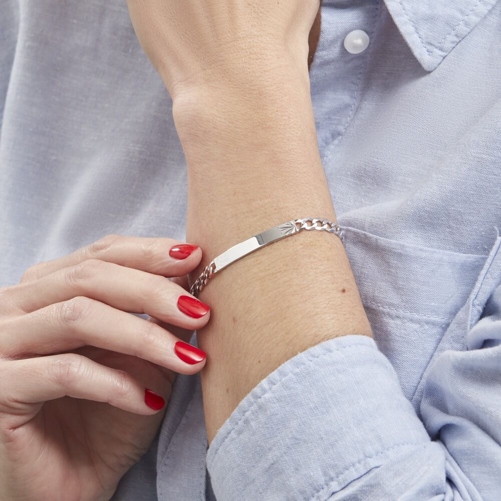 Bracelet Identité Casper Argent Blanc - Gourmettes Femme | Marc Orian