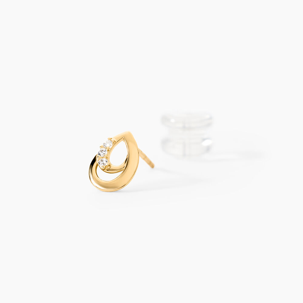 Boucles D'oreilles Puces Helie Goutte Or Jaune Oxyde De Zirconium - Puces Femme | Marc Orian