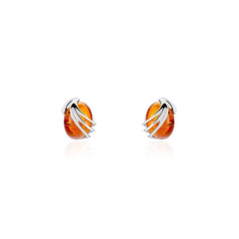 Boucles D'oreilles Argent Blanc Aleina Ambres - Puces Femme | Marc Orian