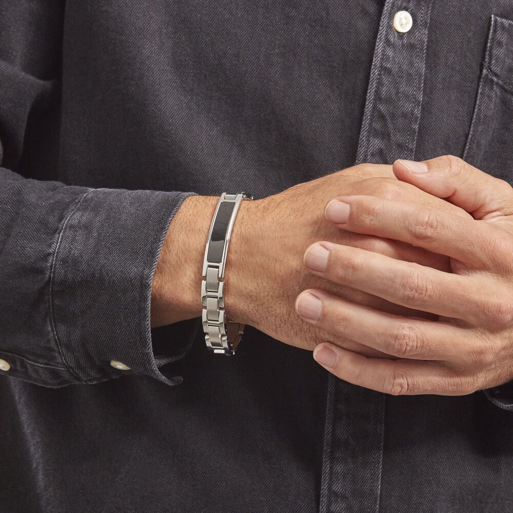 Bracelet Identité Acier Blanc Arvernus - Bracelets chaînes Homme | Marc Orian