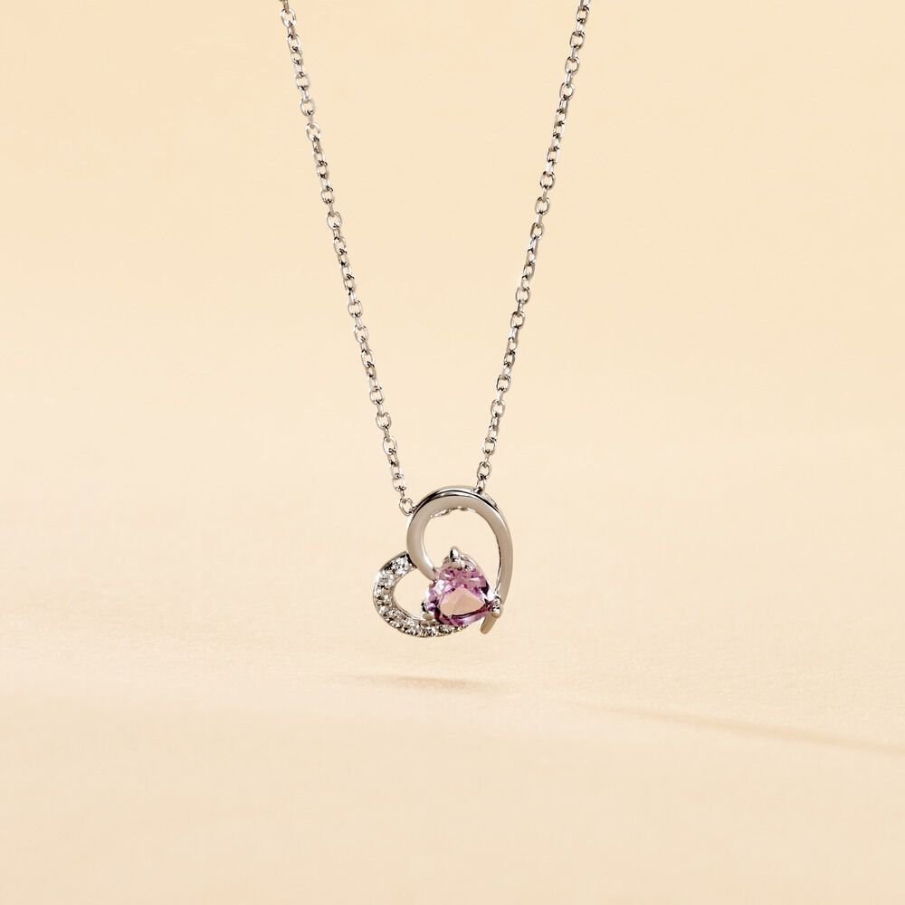 Collier Eliana Or Blanc Amethyste Et Oxyde De Zirconium - Colliers avec pierres Femme | Marc Orian