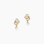 Boucles D'Oreilles Pendantes Loving Pearl Argent Dor&eacute; A L'Or 750/1000 Perle De Culture Oxyde De Zirconium - Pendantes Femme | Marc Orian