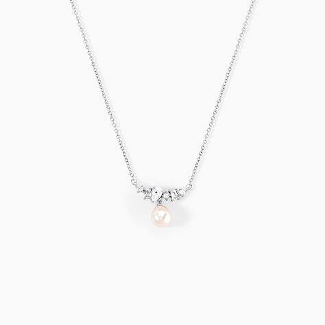 Collier Elea Argent Blanc Perle De Culture Oxyde De Zirconium - Colliers avec pierres Femme | Marc Orian