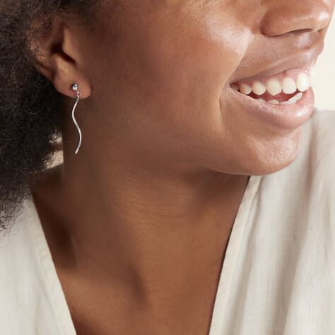 Boucles D'oreilles Pendantes Yaell Argent Blanc - Boucles d'oreilles Pendantes Femme | Marc Orian