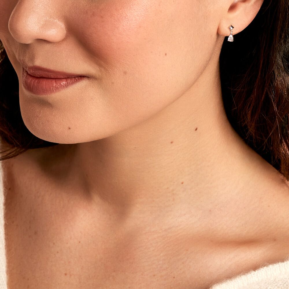 Boucle D'oreille Puce Unitaire Deorsa Argent Blanc Oxyde De Zirconium - Puces Femme | Marc Orian