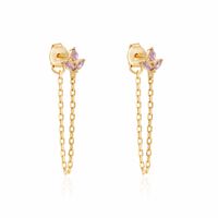 Boucles D'oreilles Pendantes Erma Plaqué Or Doré Oxyde De Zirconium