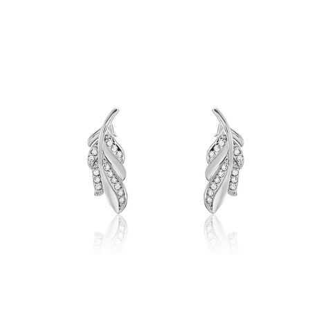 Boucles D'oreilles Puces Isae Argent Blanc Oxyde De Zirconium - Puces Femme | Marc Orian
