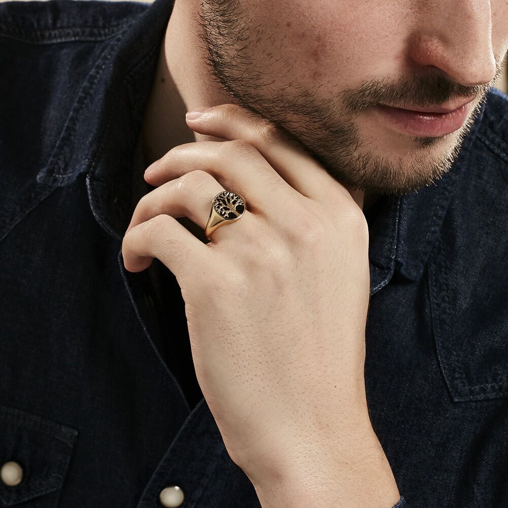 Chevaliere Plaqué Or Jaune Fiken Email - Chevalières Homme | Marc Orian