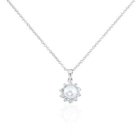 Collier Argent Blanc Cheri Perle De Culture Oxydes De Zirconium - Colliers avec pierres Femme | Marc Orian