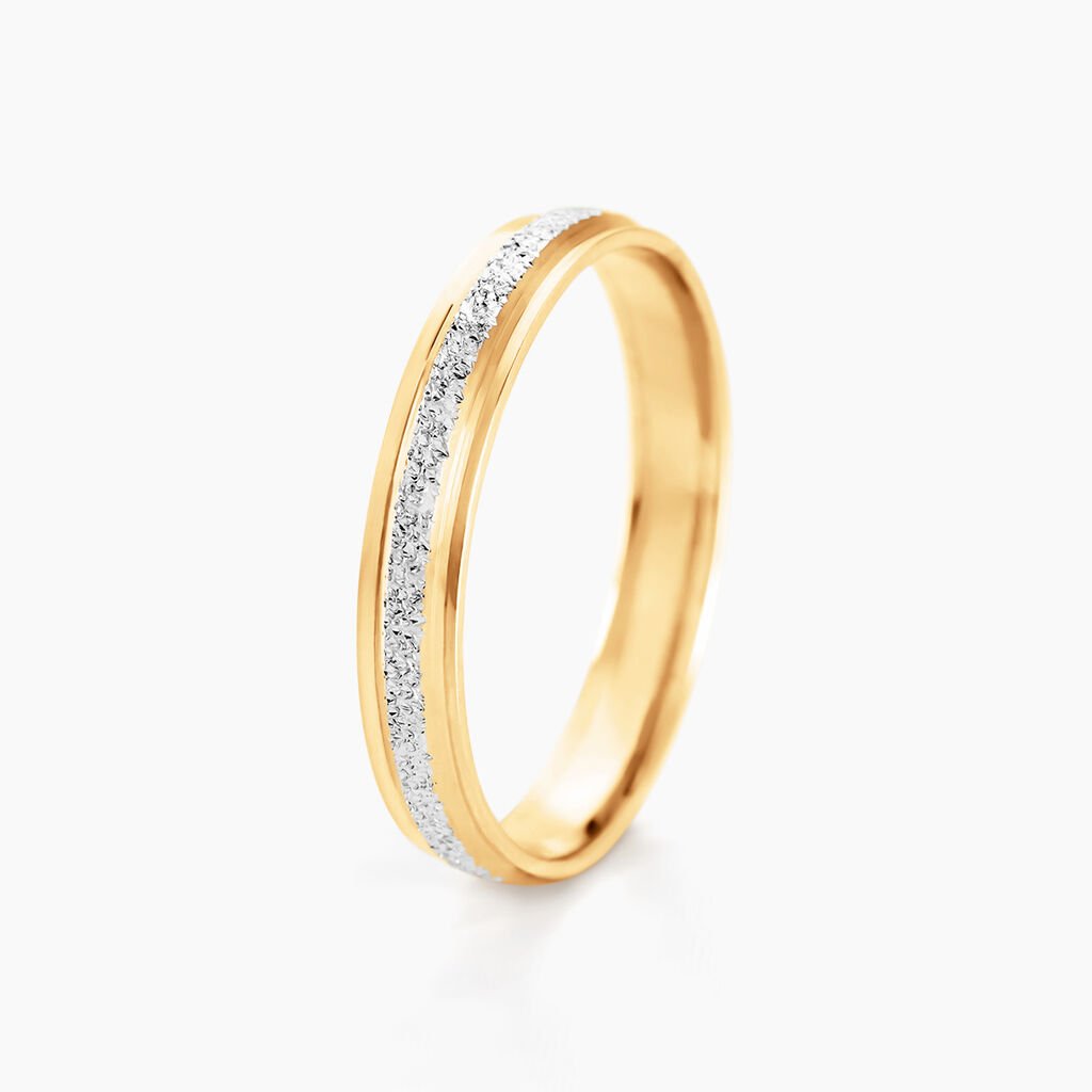 Alliance Caroline Sablee Ruban Plat Or Bicolore - Alliances personnalis&eacute;es Unisex | Marc Orian