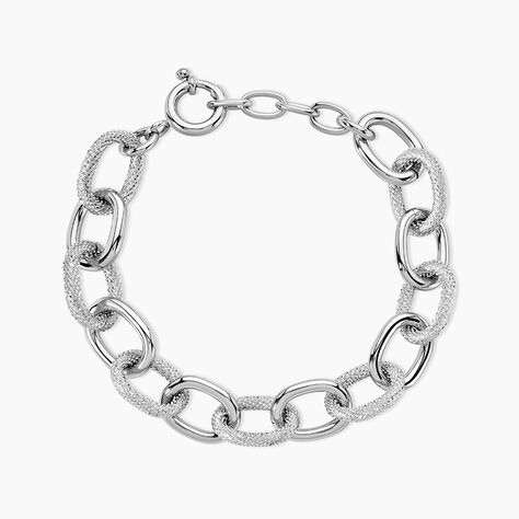 Bracelet Aelia Maille Alternee Acier Blanc - Bracelets cha&icirc;nes Femme | Marc Orian