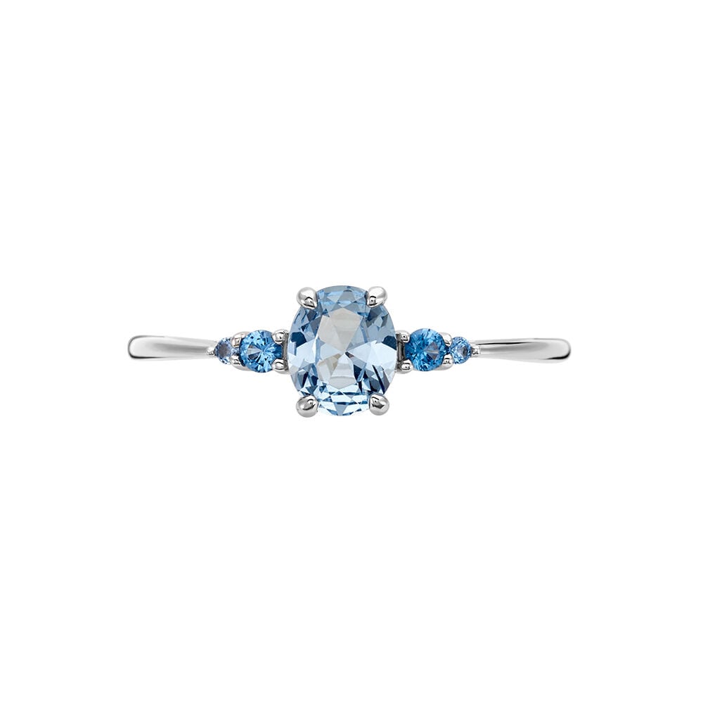 Solitaire Accompagne Argent Rainbow Oxyde De Zirconium Bleu T48 - Bagues de promesse Femme | Marc Orian