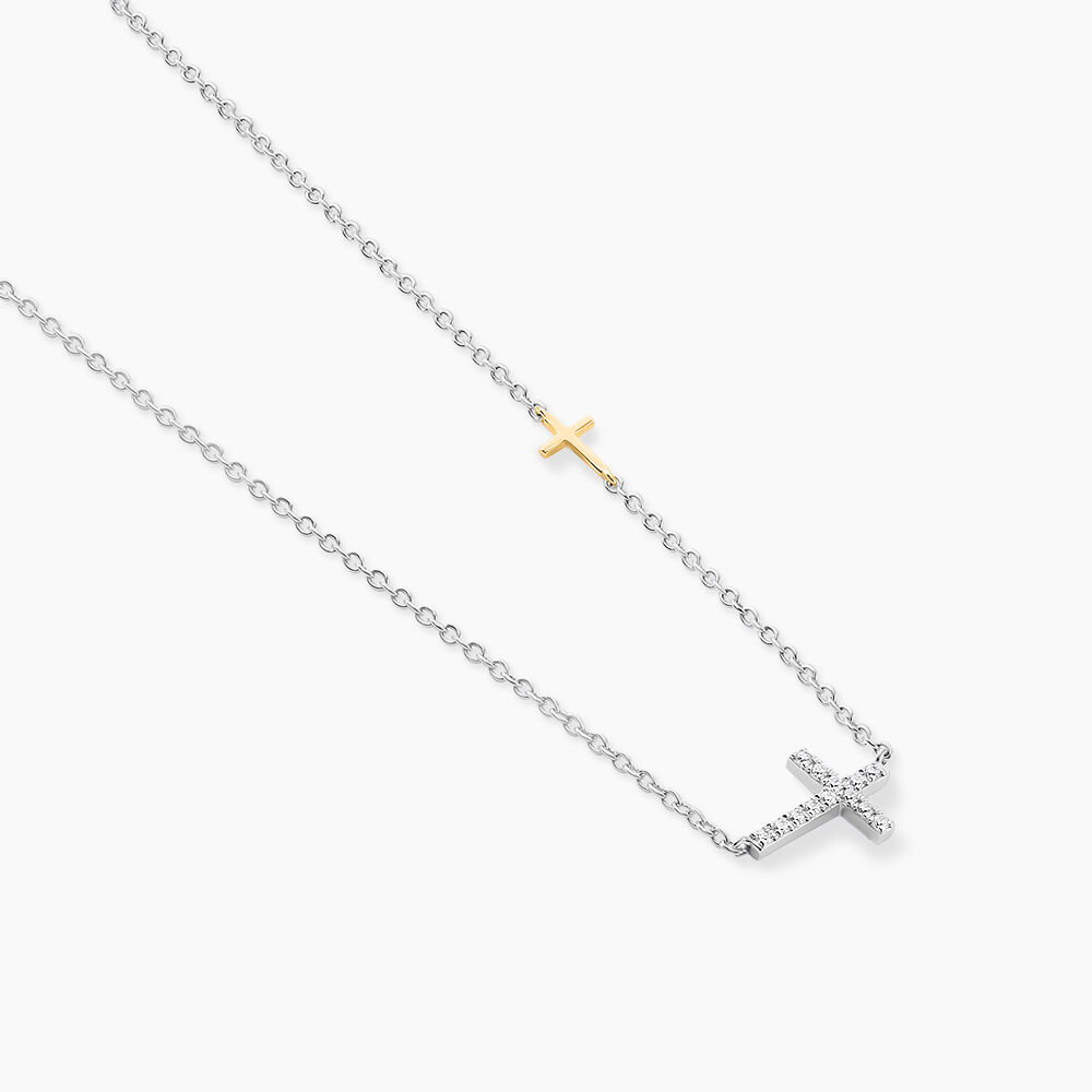 Collier Edline Or Jaune et Argent Blanc Oxyde De Zirconium - Colliers avec pierres Femme | Marc Orian