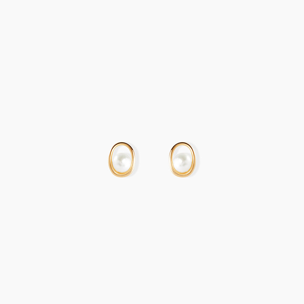 Boucles D'oreilles Puces Bastina Or Jaune Perle De Culture - Puces Femme | Marc Orian