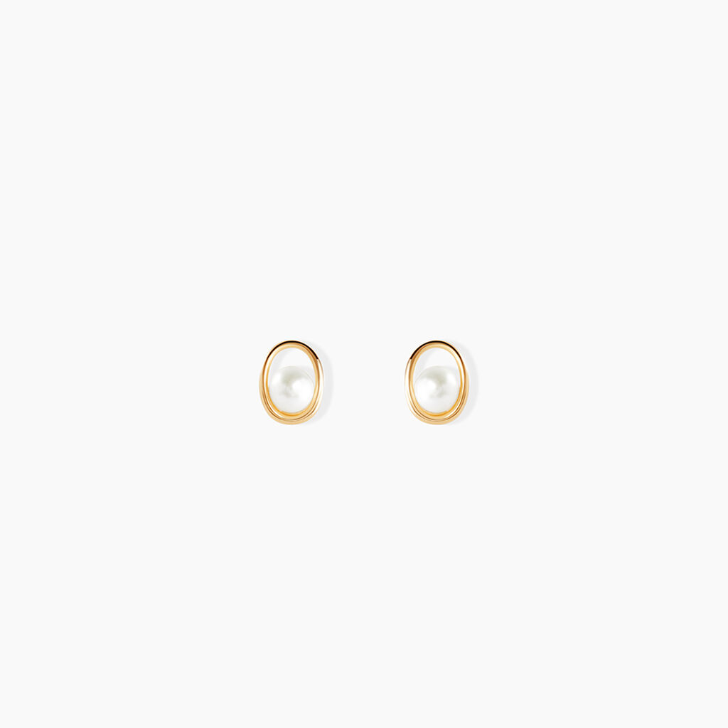 Boucles D'oreilles Puces Bastina Or Jaune Perle De Culture - Puces Femme | Marc Orian