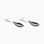 Boucles D'oreilles Pendantes Amaris Argent Blanc C&eacute;ramique Et Oxyde - Pendantes Femme | Marc Orian