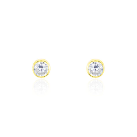 Boucles D'oreilles Puces Elda Serti Clos Or Jaune Oxyde De Zirconium - Puces Femme | Marc Orian
