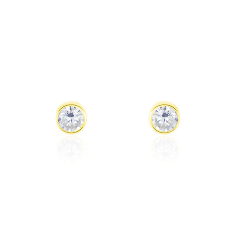 Boucles D'oreilles Puces Elda Serti Clos Or Jaune Oxyde De Zirconium - Clous d'oreilles Femme | Marc Orian