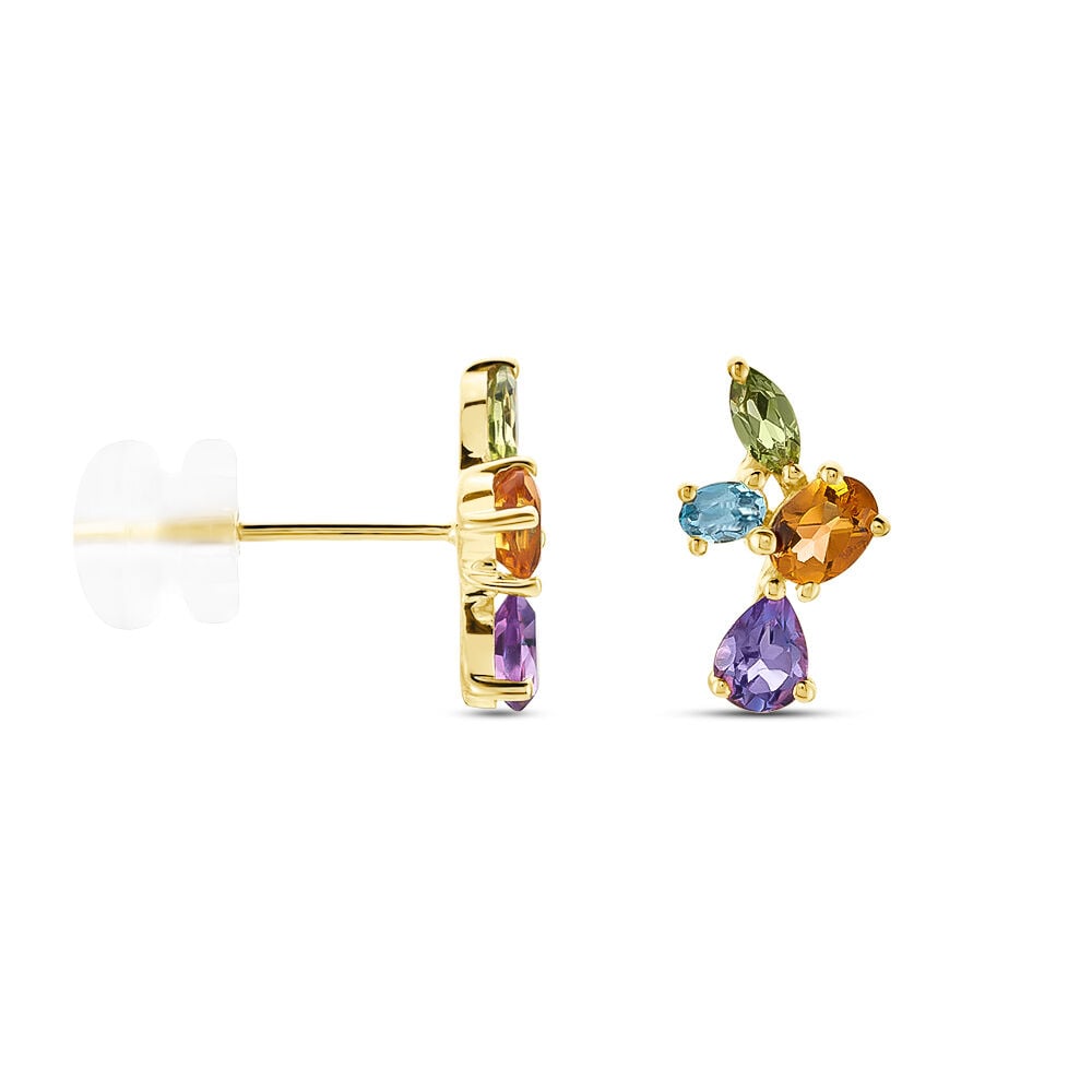 Boucles D'oreilles Puces Hortense Or Jaune Citrine Améthyste Topaze - Puces Femme | Marc Orian