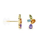 Boucles D'oreilles Puces Hortense Or Jaune Citrine Am&eacute;thyste Topaze - Puces Femme | Marc Orian