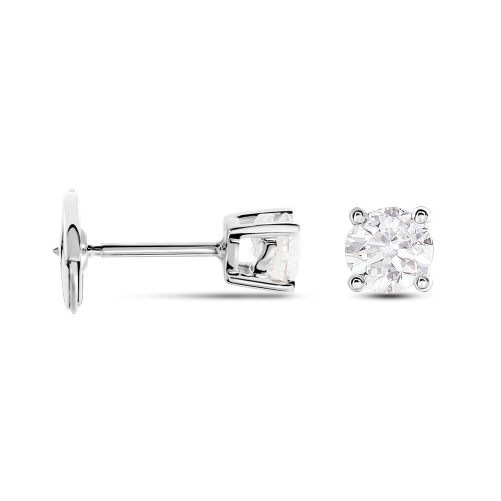 Boucles D'oreilles Puces Or Blanc Victoria Diamants - Puces Femme | Marc Orian