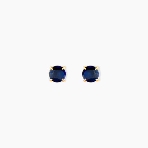 Boucles D'oreilles Puces Elea Serti Griffe Or Jaune Saphir - Puces Femme | Marc Orian