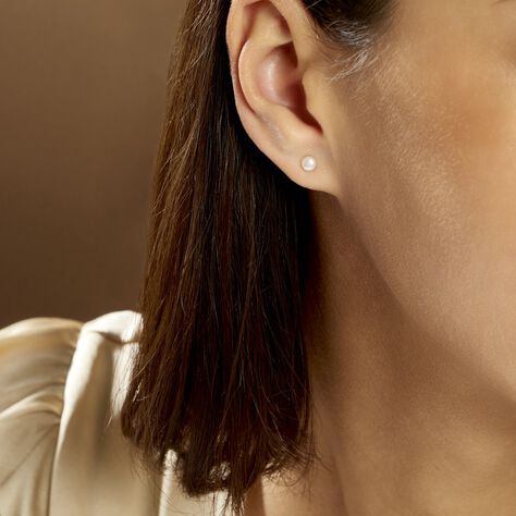 Boucles D'oreilles Puces Kesya Nacres Bouton Or Jaune Perle De Culture - Clous d'oreilles Femme | Marc Orian