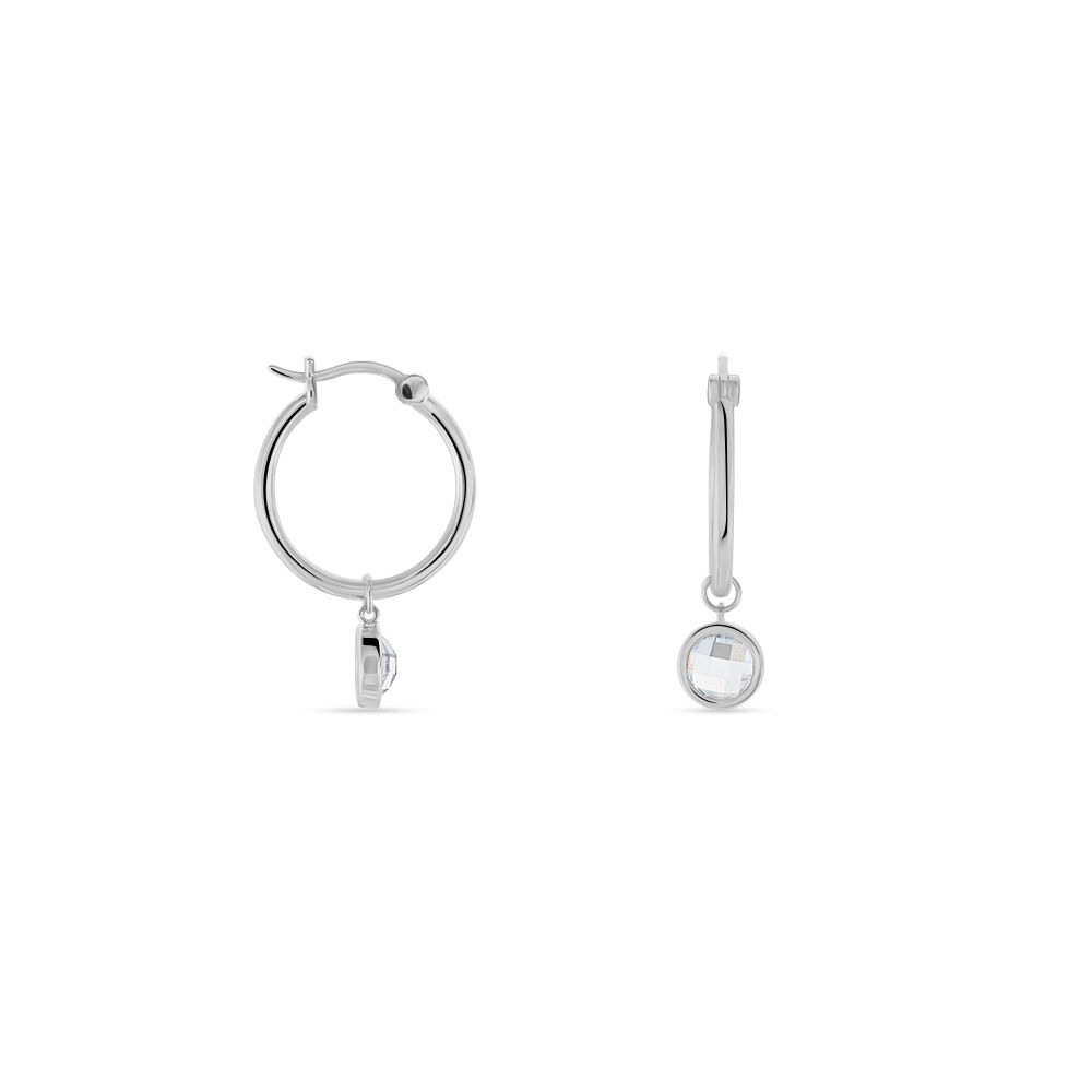 Cr&eacute;oles Bastiano Rondes Argent Blanc Oxyde De Zirconium - Boucles d'oreilles pampille Femme | Marc Orian