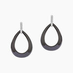 Boucles D'oreilles Pendantes Nelly Argent Blanc C&eacute;ramique Et Oxyde - Pendantes Femme | Marc Orian