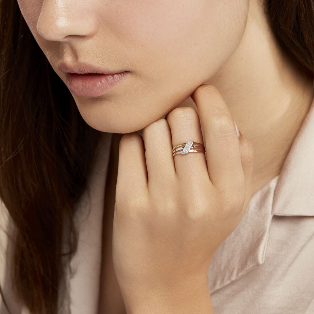 Bague Aurelianne Or Tricolore Diamant - Bagues pierres pr&eacute;cieuses Femme | Marc Orian