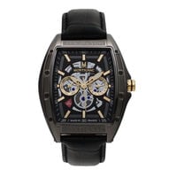 cadran gris fond noir bracelet cuir noir