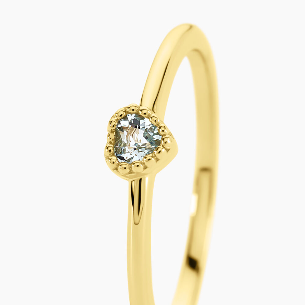 Bague Argent Jaune 925/1000 C&oelig;ur Topaze Bleu Sky - Bagues pierres fines Femme | Marc Orian