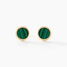 Boucles D'oreilles Puces Florica Or Jaune Malachite - Clous d'oreilles Femme | Marc Orian