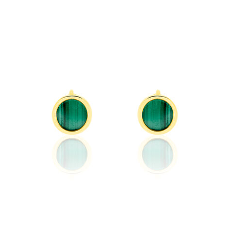 Boucles D'oreilles Puces Florica Or Jaune Malachite - Clous d'oreilles Femme | Marc Orian
