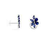 Boucles D'oreilles Puces Bouquet Or Blanc Saphir Et Diamant - Puces Femme | Marc Orian