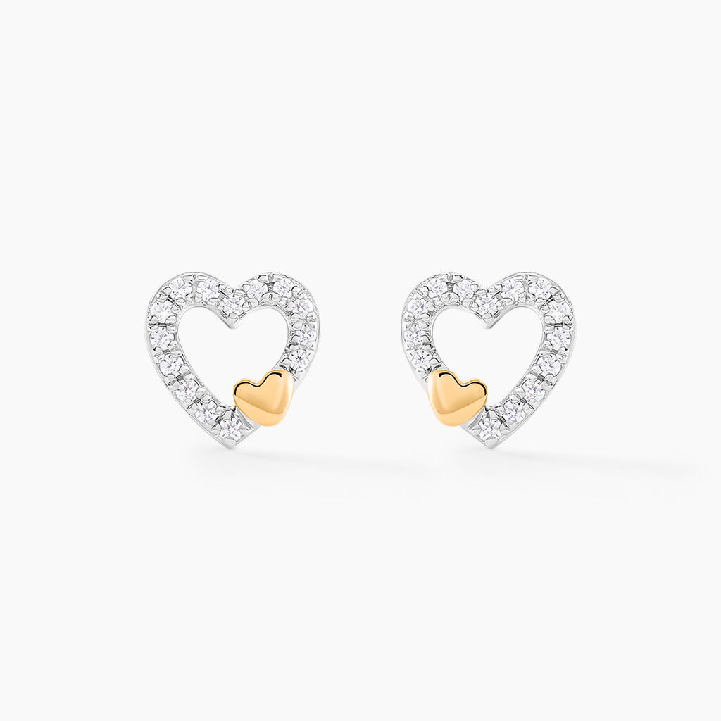 Boucles D'oreilles Puces Sorya Or Jaune Argent Blanc - Puces Femme | Marc Orian