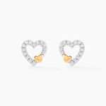 Boucles D'oreilles Puces Sorya Or Jaune Argent Blanc - Puces Femme | Marc Orian