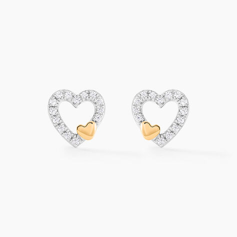 Boucles D'oreilles Puces Sorya Or Jaune Argent Blanc - Puces Femme | Marc Orian