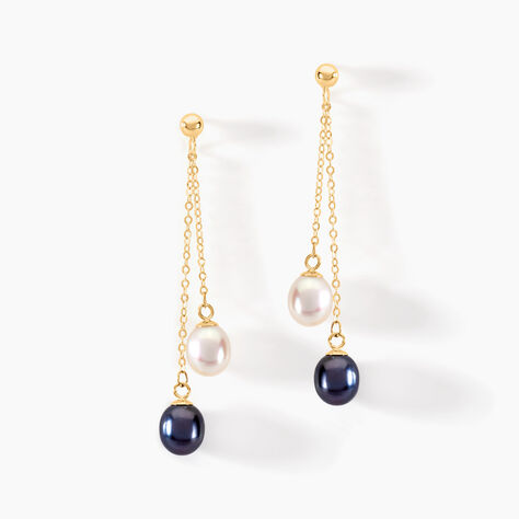 Boucles D'oreilles Pendantes Or Jaune Brayann Perles De Culture - Boucles d'oreilles mariage Femme | Marc Orian